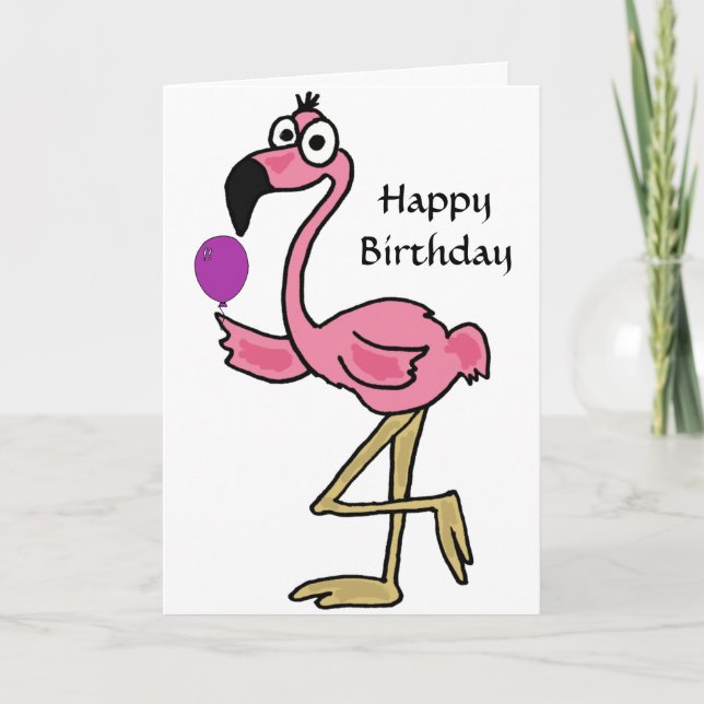 AQ - Flamant rose amusant Carte d'anniversaire (Devant)