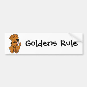 AQ- Funny Golden Retriever Dog Cartoon Bumper Sticker
