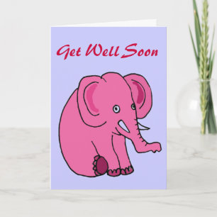 AQ- Funny Pink Elephant Get Well Card