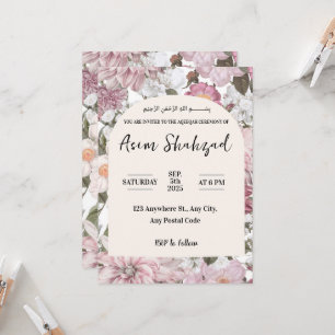 Aqeeqah rose et blanc ou Ameen Invitation