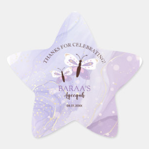 Aqeeqah Star Stickers Purple Butterfly Favour