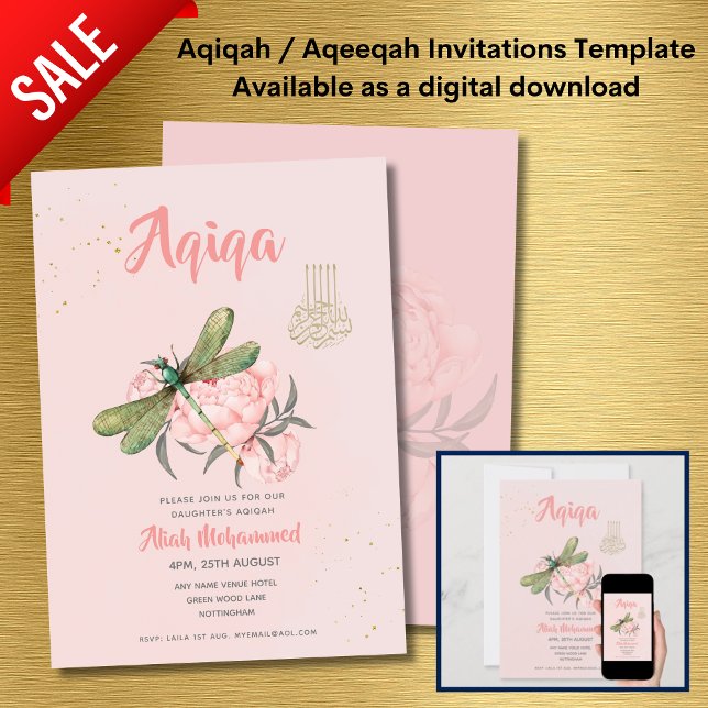 Aqiqa Invitation Modèles Digital Dragonfly Girl (Créateur téléchargé)