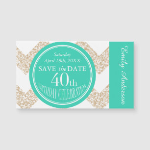 Aqua 40th Birthday Celebration Magnetic cards