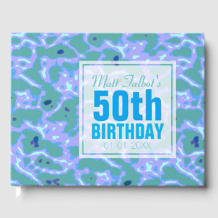 Aqua Abstract 50th Birthday Guest Book