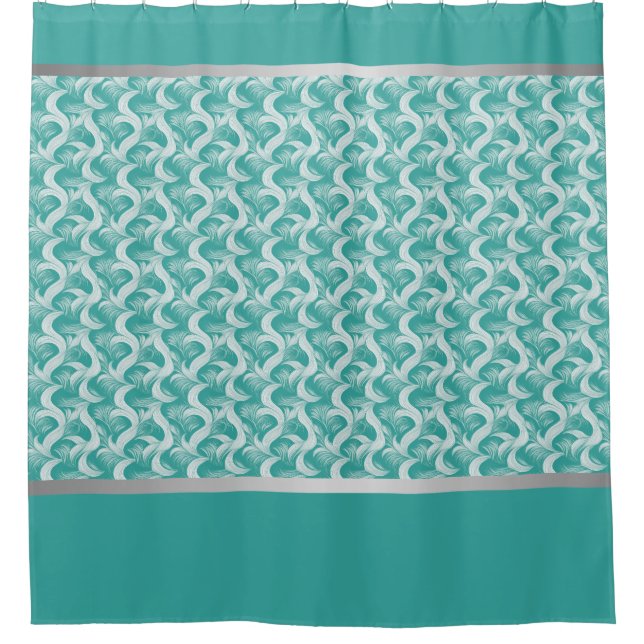 Aqua Abstract Elegant Shower Curtain (Front)