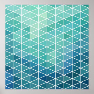 Aqua Abstract Triangles Poster