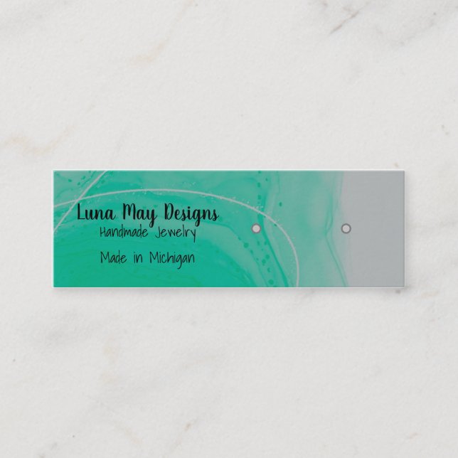 Aqua Alcohol Ink Jewellery Display Business Card (Front)