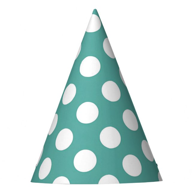 Aqua All White Dots Party Hat (Front)