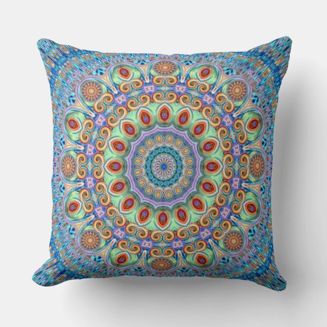 Aqua Allishi Throw Pillow (Front)