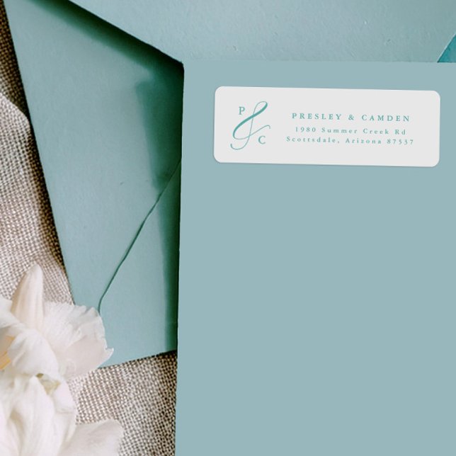 Aqua Ampersand Monogram Return Address Labels (Créateur téléchargé)