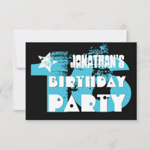 AQUA and BLACK 16th Birthday Grunge Party Invitation