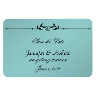 Aqua and Black Elegant Wedding Save the Date Magnet