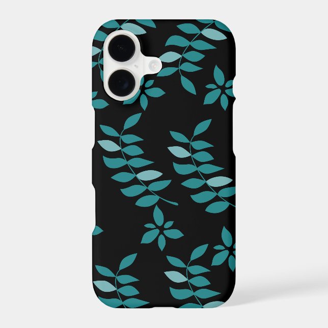 Aqua and Black Tropical jungle  iPhone Case (Back)