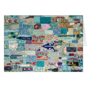 Aqua and Blue Quilt Tapestry Design