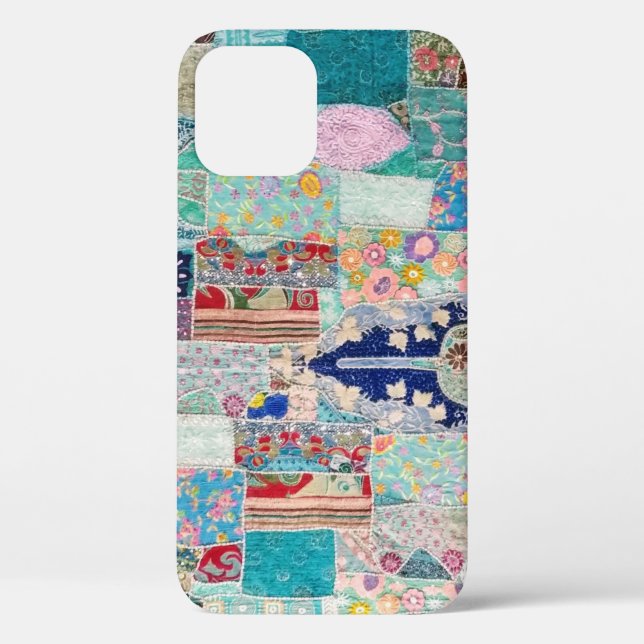 Aqua and Blue Quilt Tapestry Design Case-Mate iPhone Case (Back)