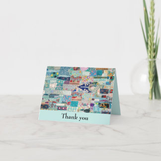 Aqua and Blues Quilt Design Thank You Card