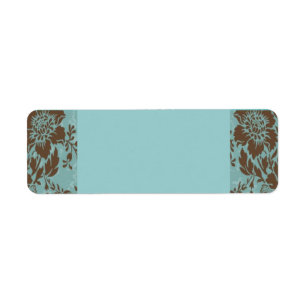 Aqua and chocolate floral damask
