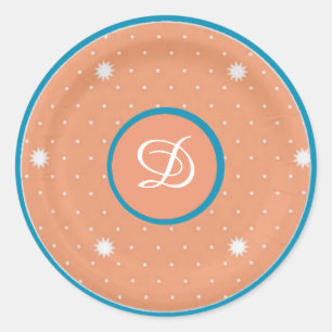 Aqua and Coral Monogram Stickers