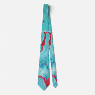 Aqua and Coral Swirl Tie