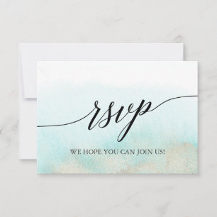 Aqua and Gold Beach Menu Choice RSVP Card