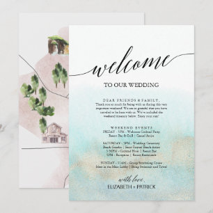 Aqua and Gold Beach Welcome Letter Itinerary & Map