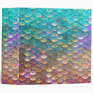 Aqua and Gold Mermaid Scales Binder
