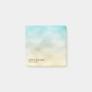 Aqua and Gold Ombre Foil Post-it Notes