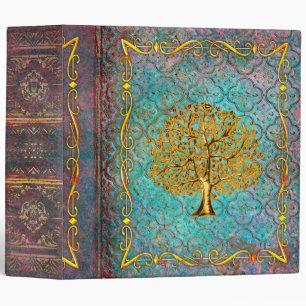 Aqua and Gold Tree of Life Ancient Tome Binder