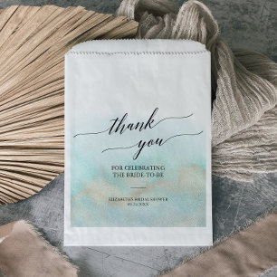 Aqua and Gold Watercolor Beach Bridal Shower Favour Bag
