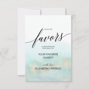 Aqua and Gold Watercolor In Lieu of Favours Card