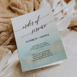 Aqua and Gold Watercolor Order Of Service Wedding Program<br><div class="desc">This aqua and gold watercolor order of service wedding program is perfect for a tropical destination wedding. The simple and modern design features stunning turquoise,  teal and light blue watercolor with a soft gold sparkle reminiscent of the sand and sea. It's paired with gorgeous elegant calligraphy.</div>