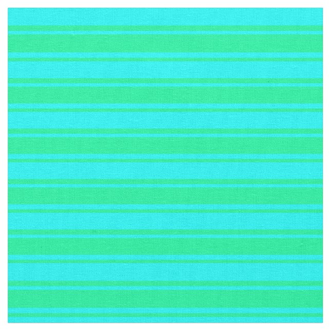 Aqua and Green Lines Pattern Fabric (Close Up)
