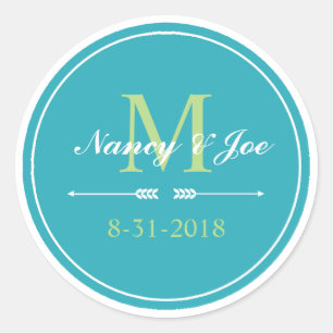 Aqua and Green Monogram Stickers
