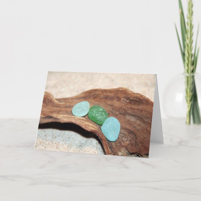 aqua and green seaglass card (Front)