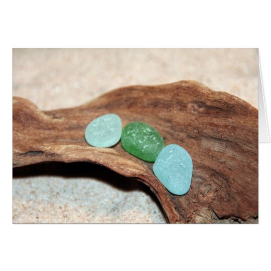 aqua and green seaglass card