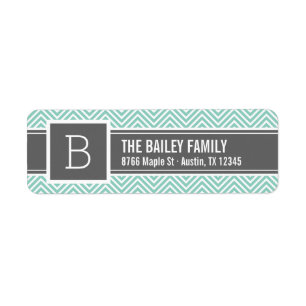 Aqua and Grey Chevron Monogram