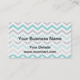 Aqua and grey chevron pattern business card