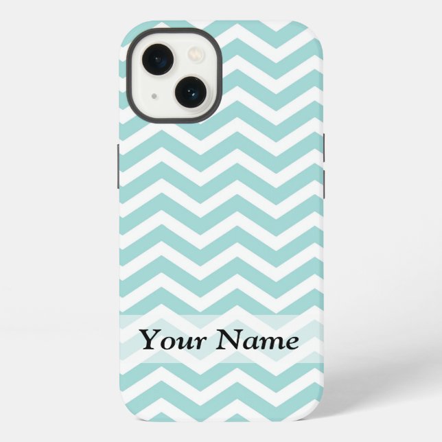 Aqua and grey chevron pattern iPhone case (Back)