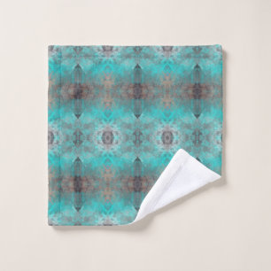 Aqua and Grey Geometric Pattern Towel