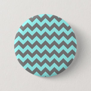 Aqua and Grey Zigzag 2 Inch Round Button