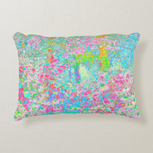 Aqua and Hot Pink Sunrise in My Rubio Garden Accent Pillow
