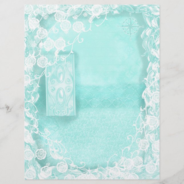 Aqua and Lace Junk Journal Letterhead (Front)