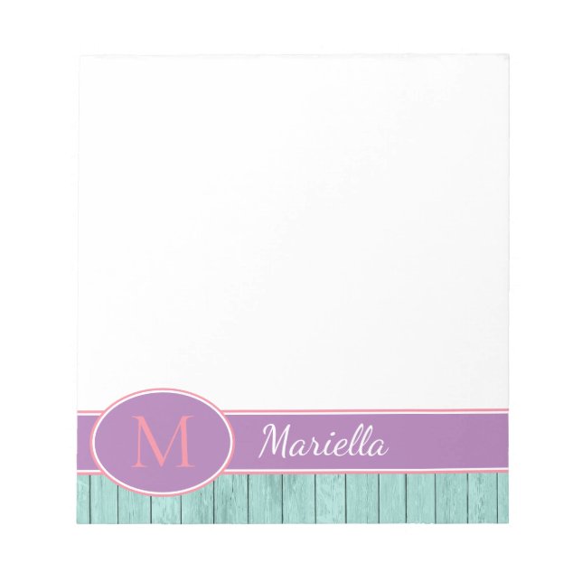 Aqua and Lavender Notepad (Front)