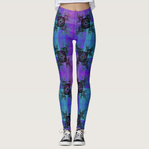 Aqua and Lilac Fractal Joy Leggings