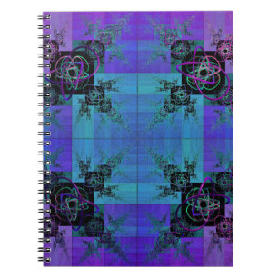 Aqua and Lilac Fractal Joy Spiral Notebook