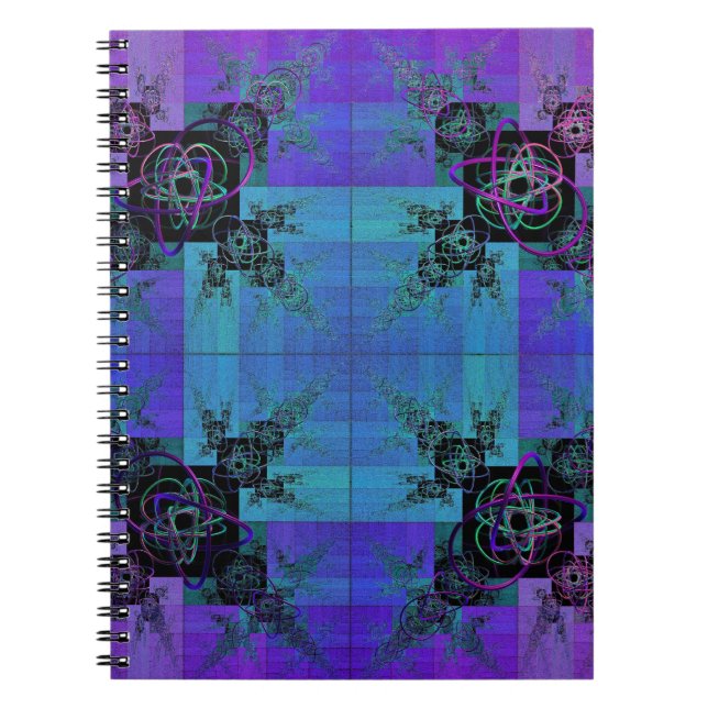 Aqua and Lilac Fractal Joy Spiral Notebook (Front)