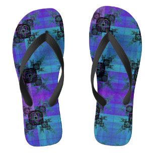 Aqua and Lilac Fractal Joy Thongs