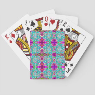 Aqua and Magenta Succulent Sedum Rosette Playing Cards