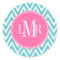 Aqua and Pink Chevrons Monogram