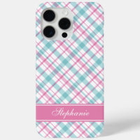 Aqua and Pink Plaid Pattern